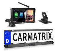 HD Solar Rückfahrkamera im Kennzeichenhalter mit PDC Einparkhilfe Rückfahrsystem & 7" Monitor - Apple CarPlay & Android Auto PKW, Transporter, Wohnmobil, Wohnwagen mit WLAN, GoogleMaps, Bluetooth