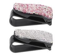 Healeved Auto Sonnenblendenclip Brillenhalter mit Strasssteinen Kunststoff Brillen und Geldscheinhalter für Sonnenblende 2 Stück Praktisch für Auto Innenraum