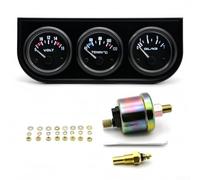 HEIBTENY 52 mm Dreifach-Messgerät-Set mit LED-Anzeige für Auto-Modifikation, überwacht Spannung Wasser und Öldruck, passend für Fahrzeuge, schwarzes ABS