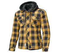 Held Lumberjack 2 - Motorrad Hemd mit Protektoren - CE zertifizierte Motorrad Jacke Herren EN 17092 - Flanell Material - Abnehmbare Kapuze - Soft-Protektoren Schulter&Ellbogen - Schw/gelb, Größe XL