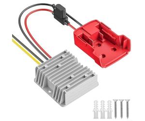 Helilyco 18 V auf 12 V DC-DC Step-Down-Konverter, Regler, 12 V, 20 A, 240 W, für ferngesteuerte Autos, LKWs, LED-Lichter, DIY-Projekte, Adapter mit Batteriehalter (C)