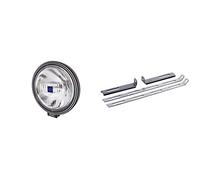Hella 1F8 006 800-051 Halogen-Fernscheinwerfer - Rallye 3000-12/24V - rund - Referenzzahl: 37.5 - Anbau - Lichtscheibenfarbe: transparent - links/rechts & 8HG 116 741-801 Halter - Set - Menge: 2