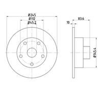 HELLA 2x Bremsscheibe hinten 2450 Voll für Audi A4 8D2 B5 8D5 8DD 355 104-231