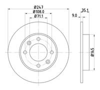 HELLA 2x Bremsscheibe hinten Ø247 mm beschichtet für Peugeot 307 3A/C 1.6 16V