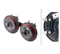 HELLA 3AM 922 000-971 Horn - S90 - 12V - 113dB(A) - Frequenzbereich: 350/415Hz - Gehäusefarbe: rot/s