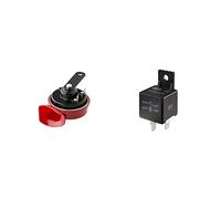 HELLA 3FG 007 424-001 Fanfare - TE16-12V - 110dB - Frequenzbereich: 400Hz rot/schwarz & 4RA 965 400-001 Minirelais, Arbeitsstromrelais, 12 V, 4-polig, Spulenwiderstand: 90 Ohm, Halter: ja
