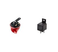 HELLA 3FG 007 424-011 Fanfare - TE16 - 12V - 110dB(A) - Frequenzbereich: 500Hz - Hochton - elektrisch - Gehäusefarbe: rot/schwarz & Relais, Arbeitsstrom - 12V - 5-polig - Wechsler - mit Halter