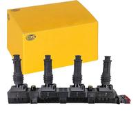 HELLA 5DA 358 000-201 Zündspule - 12V - 6-polig - inkl. Zündkerzenstecker - geschraubt