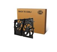 HELLA 8EW 366 420-481 Lüfter, Motorkühlung - 12V - 348-384W - elektrisch | Ø: 388mm - mit Kühlerlüfterrahmen (Zarge)-ohne Widerstand