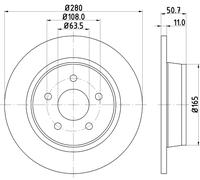 HELLA Bremsscheibe 8dd355118211 280mm 11mm für Ford (CHANGAN)