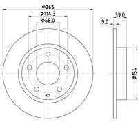 HELLA Bremsscheibe PRO 8dd355120461 265mm 9mm für MAZDA (CHANGAN)