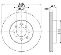 Hella Bremsscheibe Vorderachse Belüftet [Hersteller-Nr. 8DD355103-121] für Mg, Rover, Lotus, Honda
