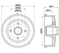 Hella Bremstrommel Hinterachse ohne Radlager [Hersteller-Nr. 8DT355300-411] für Opel, Vauxhall