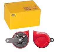 HELLA Fanfare - STYLE HORN TE24 - 12V - 110dB(A) - Frequenzbereich: 400Hz - Hochton - elektrisch - Gehäusefarbe: rot/schwarz - Flachsteckanschluss - Menge: 1 - 3FG 007 424-001