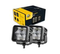 HELLA LED Zusatzscheinwerfer Black Magic Cube Set 3,2 Zoll 3000 echte Lumen Nahfeldausleuchtung: 2 Stk quadratisch Offroad LED Arbeitsscheinwerfer 12V - 24V für Auto SUV ATV Motorrad - 1FA 358 176-811