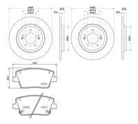 HELLA PAGID BREMSENSET 300mm HINTEN passend für HYUNDAI i30 N30 PD Limo Fastback