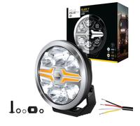 HELLA VALUEFIT LED Fernscheinwerfer - Blade Chrome 9" - 12V / 24V - rund | Referenzzahl: 25 - glasklar - Lichtfarbe: weiß/Gelb - Kabel: 500mm - stirnseitig - 1FJ 357 199-021