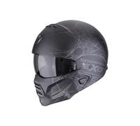 EXO-Combat II Spiderweb Jethelm mit Sonnenblende u. Maske, L L mattschwarz silber