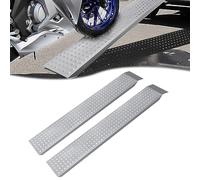 HENGMEI 2X Auffahrrampe, Rampe Max 400 kg, Verzinkter Stahl Auffahrkeile, Bordsteinrampe, Rollstuhlrampe, Fahrradrampe, Laderampe für PKW, Anhänger, Treppe, Fahrrad, Silbrig 135cm