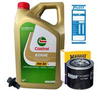 Hengst Ölfilter + 5L Castrol Edge LL 5W-30 Motoröl + Öl Ablassschraube ACEA C3