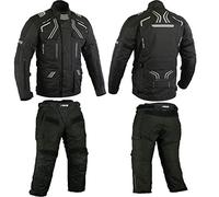 Herren Kombi Motorradbekleidung Biker Anzug Zweiteiler Motorradkombi Schwarz (L)