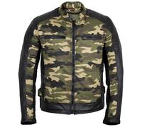 Herren Motorrad Jacke Bikerjacke mit Protektoren in Jeans Camo Schwarz Tan