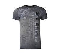 Herren T-Shirt Verwaschen Rundhals All Over Print Skull Snake Shirt S M L XL XXL 3XL 266, Farbe:Anthrazit, Größe S-3XL:XXL