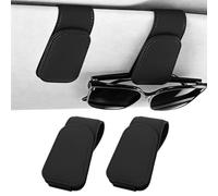 Heshebuy 2 Stück Brillenhalter für Auto Sonnenblende, Brillenhalter für Auto, Sonnenbrillenhalter Auto, Magnetische Auto Visier Brillenhalter,Sonnenbrillen Halterung/Ticket-Kartenclip (Schwarz)