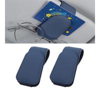 Heshebuy 2 Stück Brillenhalter für Auto Sonnenblende, Brillenhalter für Auto, Sonnenbrillenhalter Auto, Magnetische Auto Visier Brillenhalter,Sonnenbrillen Halterung/Ticket-Kartenclip (Saphirblau)
