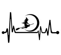 Hexe Besen Katze Hexenbesen Herzschlag 20cm Aufkleber Sticker Farbe&Größe wählbar Autoaufkleber