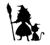 Hexe mit Katze Aufkleber Auto Wand Fenster Möbel Dekoration