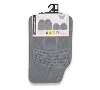 HEYNER® Auto Fußmatte 4er-Set grau Universal zuschneidbar Gummimatten Gummi-Fußmatten Gummi mit Haltenoppen Fahrer Beifahrer vorne hinten