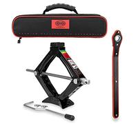 HEYNER® Wagenheber Scherenwagenheber mit Ratsche Verlängerung Kurbel und Gummiauflage 0,8t inkl. Tasche