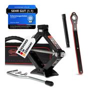 HEYNER® Wagenheber Scherenwagenheber mit Ratsche Verlängerung Kurbel und Gummiauflage 2t inkl. Tasche