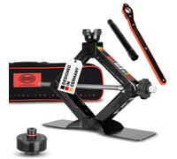 HEYNER® Multi Lift M Black + RubberPad Tesla Premium Scherenwagenheber runder Sattel + Tesla Gummiauflage schwarz