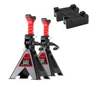 HEYNER® Unterstellbock 2er Set mit Gummiauflage und verstärkter 3in1 Gummiauflage Hubhöhe 300-444 mm TÜV/GS-Zertifiziert Traglast 3t Stützbock Stützfuß 10-Fach Höhenverstellbar