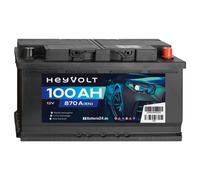 HeyVolt Autobatterie 12V 100Ah 870 A/EN Starterbatterie 85 88 92 95 100Ah NEU