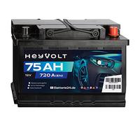 HeyVolt Autobatterie 12V 75Ah 720A/EN Starterbatterie, absolut wartungsfrei ersetzt 68Ah 70Ah 72Ah 74Ah