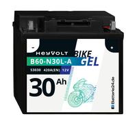 HeyVolt BIKE GEL Motorradbatterie Y60-N30L-A 53030 12V 30Ah