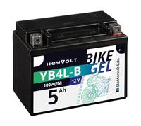HeyVolt GEL Rollerbatterie 12V 5Ah YB4L-B CB4L-B YB4L-A 50411 12N4-3B ers. 4Ah Motorrad, lead calcium