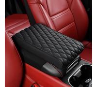 HHCVN Auto Armlehne Abdeckung Für Smart EQ ForTwo/EQ ForTwo Cabrio/EQ ForFour/#1/Forfour/Fortwo, PU Leder Seasons Universal Mittelarmlehne Schutz Auto Innenraum Zubehör,Black