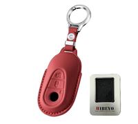 HIBEYO Auto Schlüsselabdeckunge Passt für Mercedes Benz C E S GLC EQE EQS Klasse W206 S206 W223 X254 Leder Schlüsselgehäuse Schlüsselhülle Cover Fernbedienungen Schutzhülle Schlüsselbox-Rot