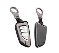 HIBEYO Autoschlüssel Hülle für BMW Cover Leder Zinklegierung Schutzhülle Schlüsselhülle für BMW Keyless Serie 1 3 5 7 X1 X3 X4 X5 X6 F30 E30 Smartkey Schlüsselbox Abdeckung Fall-Schwarz