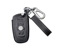 HIBEYO Autoschlüssel Hülle passt für BMW Schutzhülle Rindsleder Schlüsselhülle Passt für BMW 1er 2er 3er 4er 5er X4 M5 M6 GT3 GT5 M3 Smart Remote Schlüsselbund Funkschlüssel Autozubehör-B Schwarz