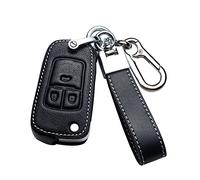 HIBEYO Autoschlüssel Hülle passt für Opel Schutzhülle Schlüsselhülle Rindsleder Cover für Opel Vauxhall Astra Insignia Vectra Corsa Zafira Key Fob Fall Schlüsselbox Klappschlüssel-3tasten Schwarz