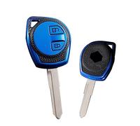 HIBEYO Autoschlüssel Hülle passt für Suzuki Schlüsselhülle Leder Texture Schutzhülle Abdeckung für Suzuki Swift Baleno Grand Vitara Ignis SX4 Wagon für Nissan Pixo Schlüsselbox zubehör-Leder Blau
