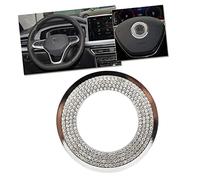 HIBEYO Bling Lenkrad Logo Abdeckung gelten passt für Skoda Abziehbilder Innen Dekorationen Caps Abdeckungen Diamant Logo Aufkleber Lenkrad Emblem Aufkleber Auto Zubehör Teile Glitzer Kristall Strass