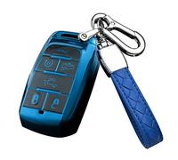 HIBEYO Intelligente Autoschlüssel Hülle passt für Dodge Schlüsselhülle Silikon Schutzhülle für Dodge RAM 1500 RAM1500 RAM2500 TRX für Chrysler Couve für Jeep Grand Schlüsselgehäuse 6Tasten-Blau