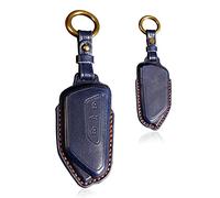 HIBEYO Keyless Autoschlüsselhülle passt für VW Golf 8 Rindsleder Schlüsselhülleabdeckung Schutzhülle für VW Golf8 ID.3 ID.4 MK8 für Skoda Octavia A8 für Seat Leon Schlüsseletui Schlüsselbund-Blau