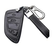 HIBEYO Smart Autoschlüssel Hülle passt für BMW Schutzhülle Rindsleder Schlüsselhülle passt für BMW X1 X2 X3 X5 X6 5er 7er 2er 6er (GT) Smart Remote Schlüsselbund Funkschlüssel-4 Tasten Schwarz